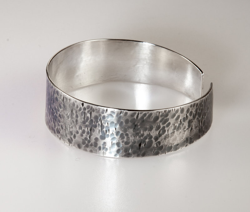 Women's Sterling Silver Hammered Textured Bracelet, Oxidised Black, this bold bracelet is ideal for a party, the perfect wear this Christmas