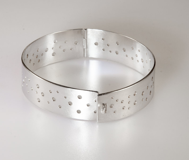 Women's Sterling Silver Hinged Bracelet, this unique and stunning doted bangle will look great with any outfit a perfect customised gift